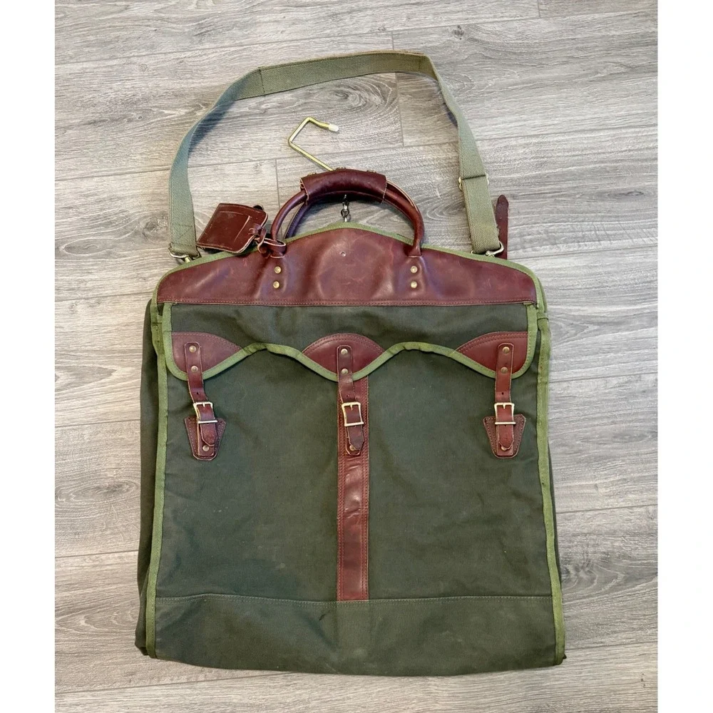 Vintage Tony's Pizza‎ Service Canvas Leather Garment Bag Uniform Carrier